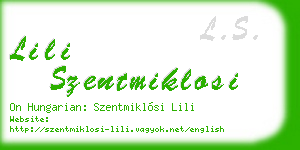 lili szentmiklosi business card